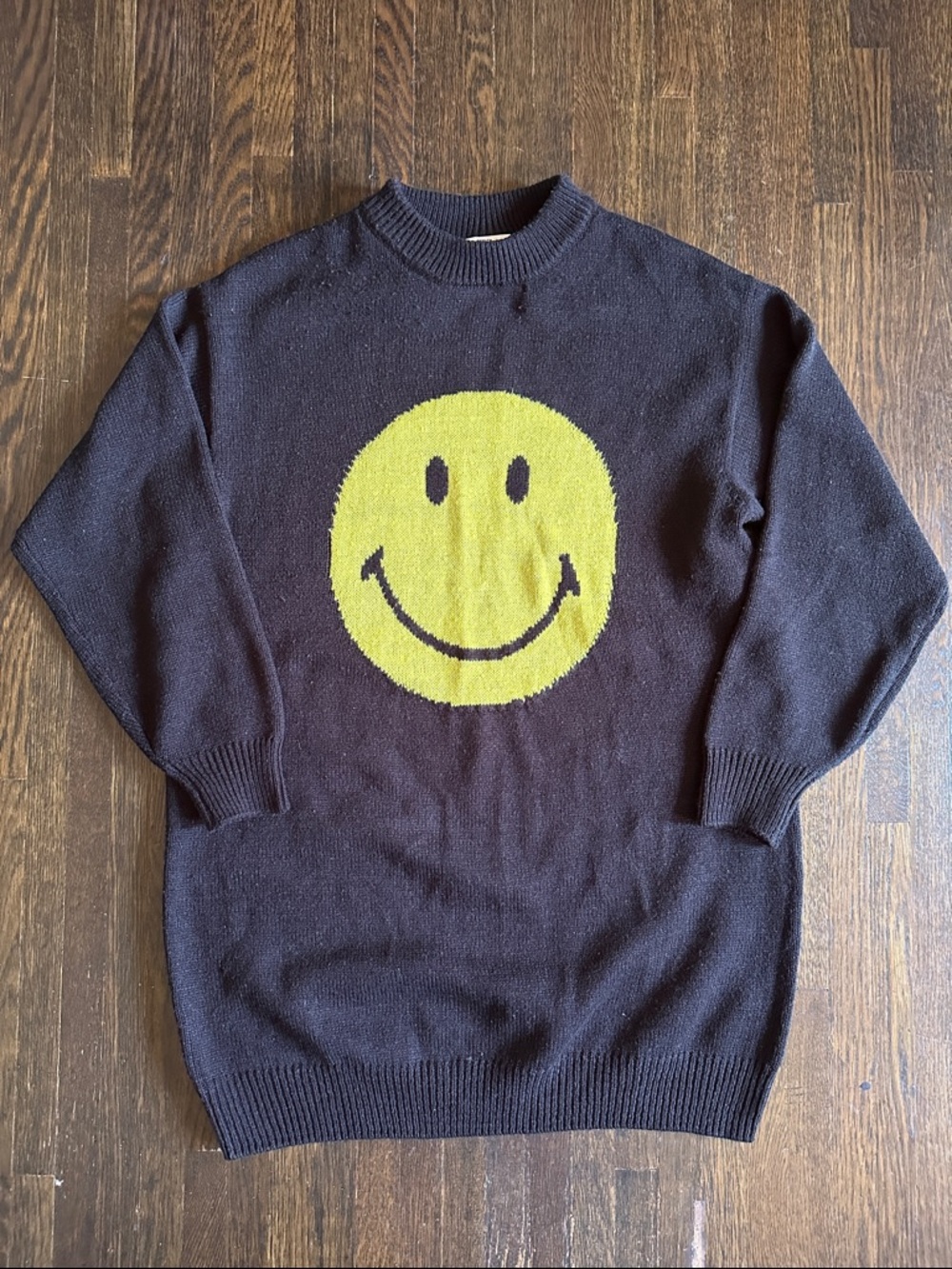 H&M Smiley Black and Yellow Midi Sweater Dress Size M